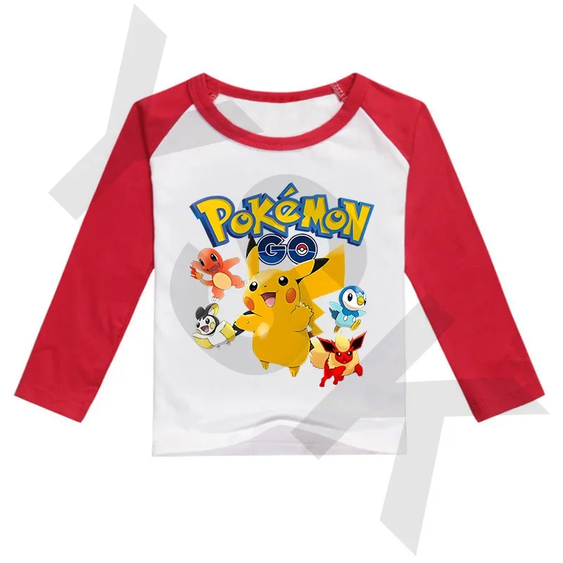 

Children's Clothing Boys and Girls Bottoming Shirt Anime Cartoon Pikachu Children's Long-sleeved T-shirt Birthday Gift