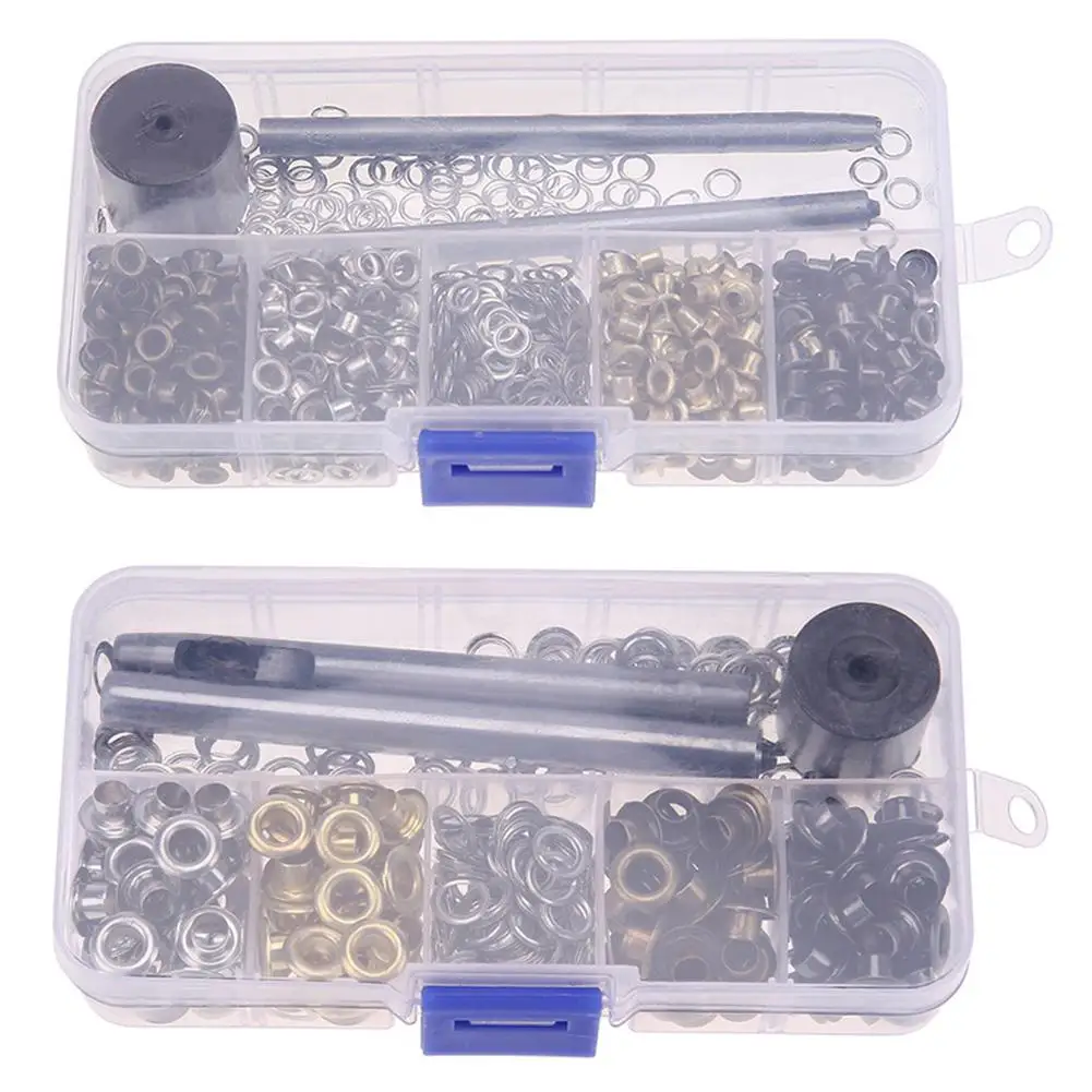 Eyelet Grommet Ring Kit 3/5mm Metal Eyelet Set Leather Craft Repair Grommet Round Eye Rings DIY With Hand Knocking Tools