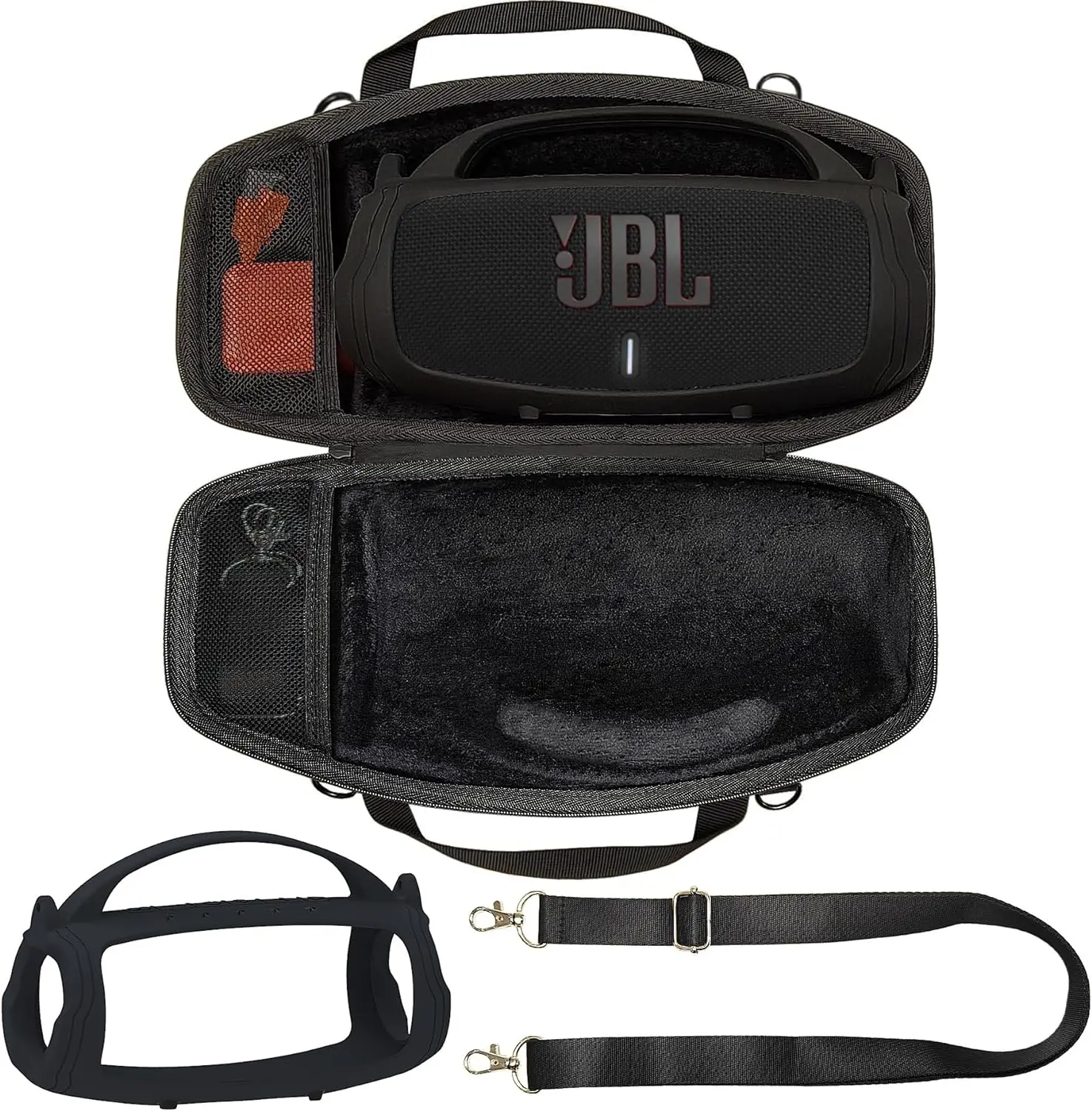 Silicone Handle Cover and Travel Hard Case Accessories for JBL Charge 4 / Charge 5 Portable Bluetooth Speaker