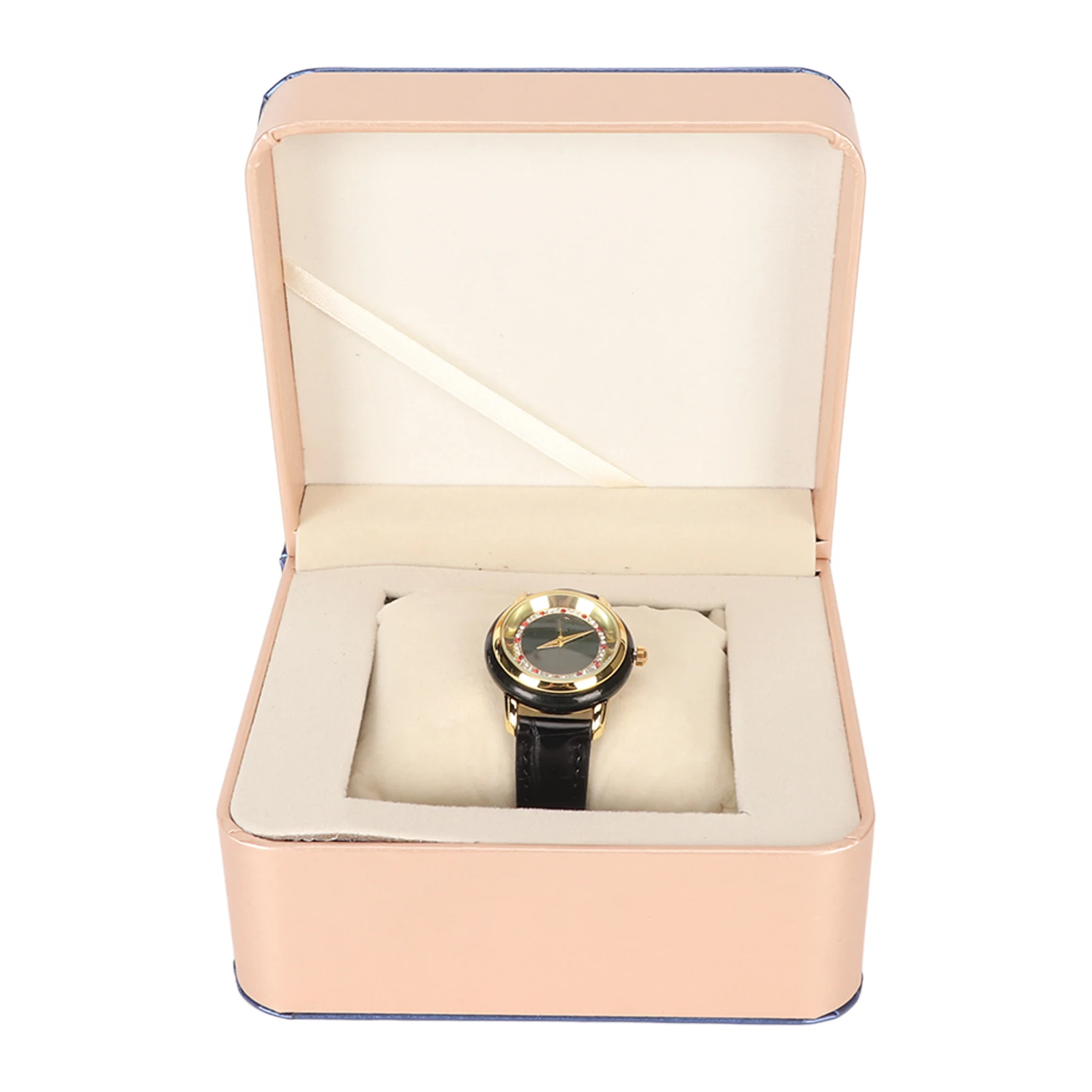 

Women Wristwatch Black Watchband Red Rhinestones Alloy Dial Plate PU Leather Women Vintage Wrist Watch for Birthday for Lovers