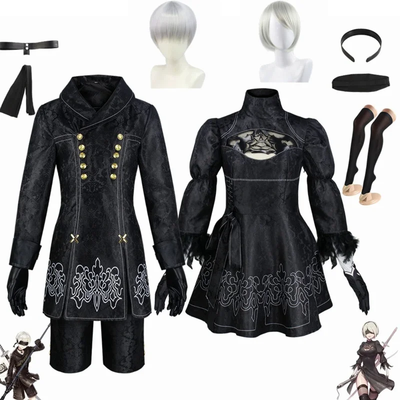 Костюм для косплея Nier Automatas 2B Sister 9S, пиджак 9S, униформа йоркха Нил, механическая эра, косплей, аниме, платье горничной, парик, перчатки