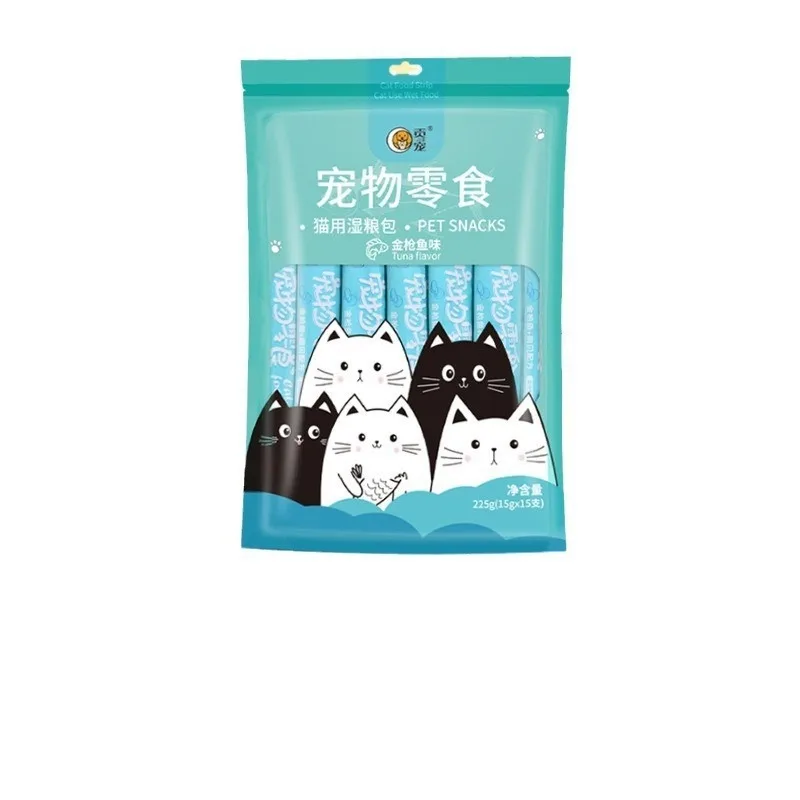 15g*15 Pet Food Cat Wet Food Cat Strips Treats Pet Snacks Canned Universal Treats Strips Fat Gills Wet Pack