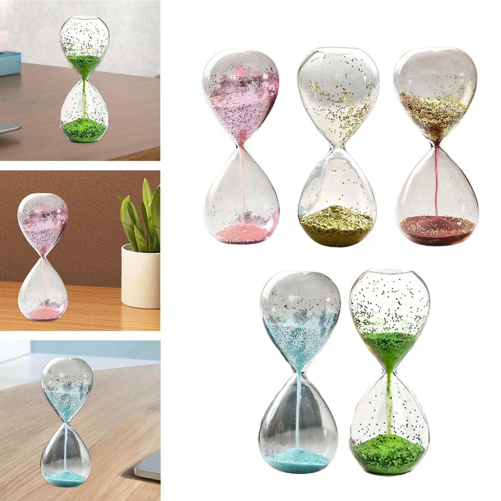 Hourglass Timer Home Decorative Desktop Ornament Glitter Sand Clock for Children Living Room Office Holiday Gift Home Decor