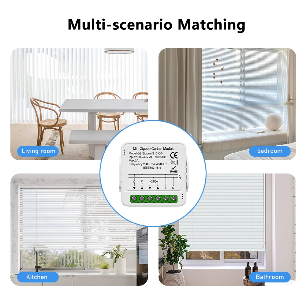 Módulo de cortina ciega con Wifi, interruptor de cortina con Control remoto, obturador enrollable conectado, Motor eléctrico, compatible con Google Home y Alexa, Tuya