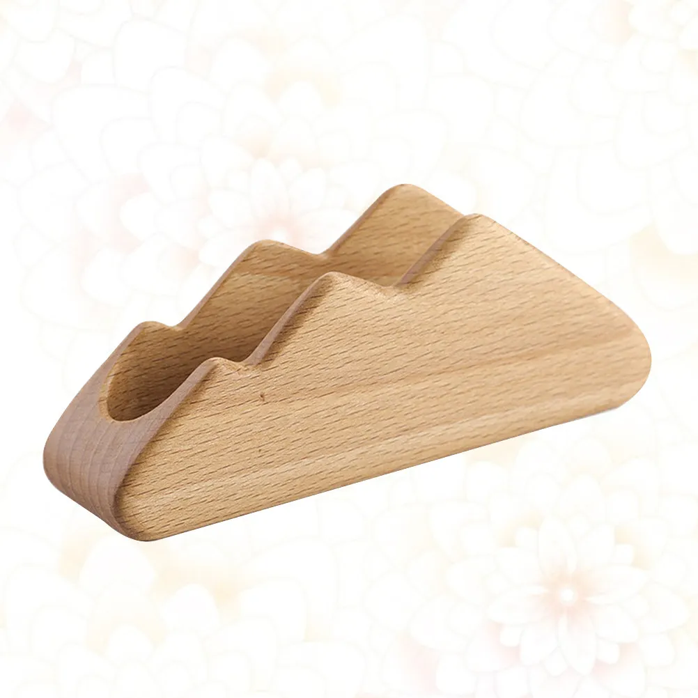 1Pcs 독특한 산악 스타일 단단한 나무 명함 홀더 튼튼한 책상 주최자 사무실을위한 천연 너도밤 나무 디스플레이 스탠드