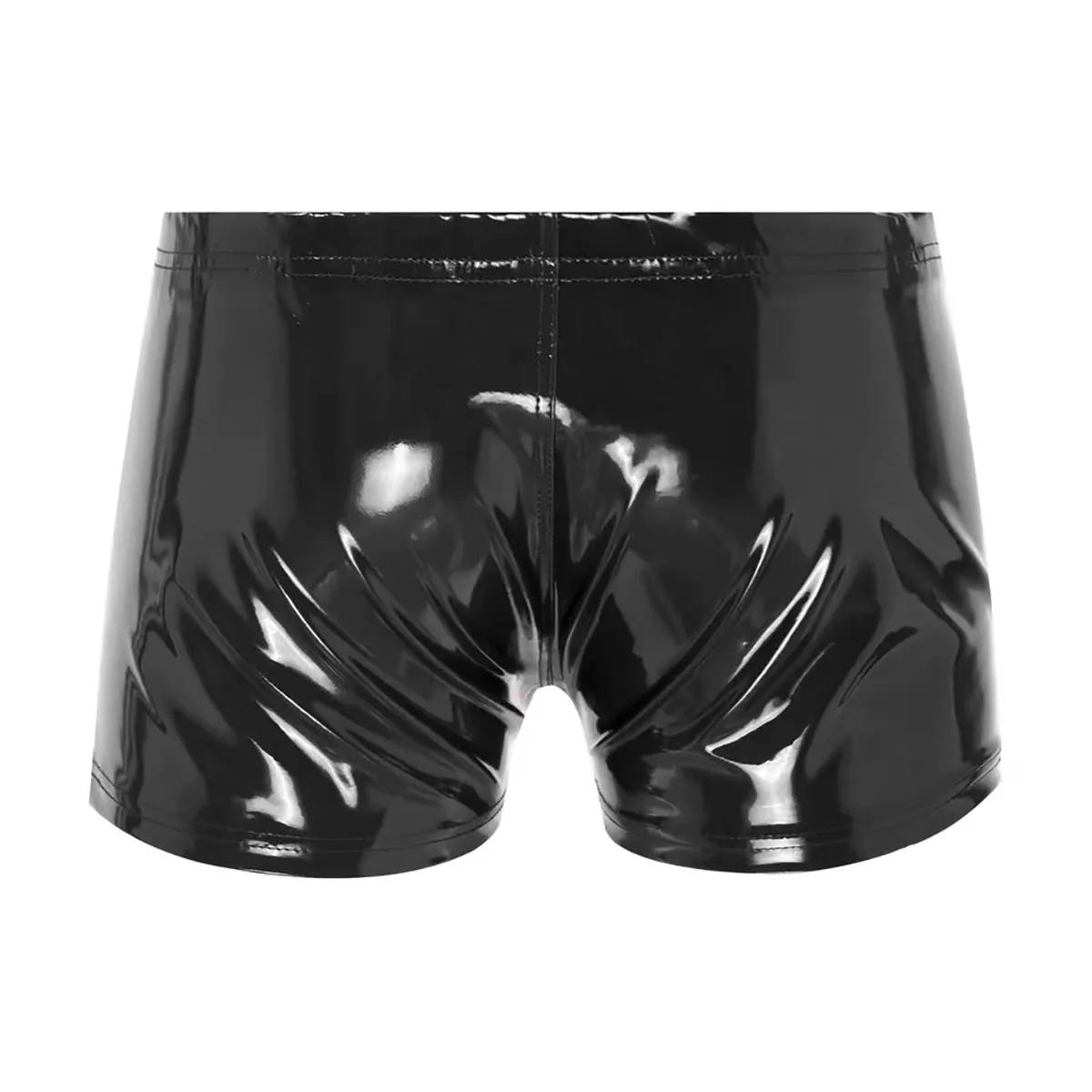 Men underwear 5XL Mens Sexy Open Crotch Leather Short Pants For Sex Latex Shaping Sheath Fetish Boxer Leather Underpants Bulge Pouch Sexi