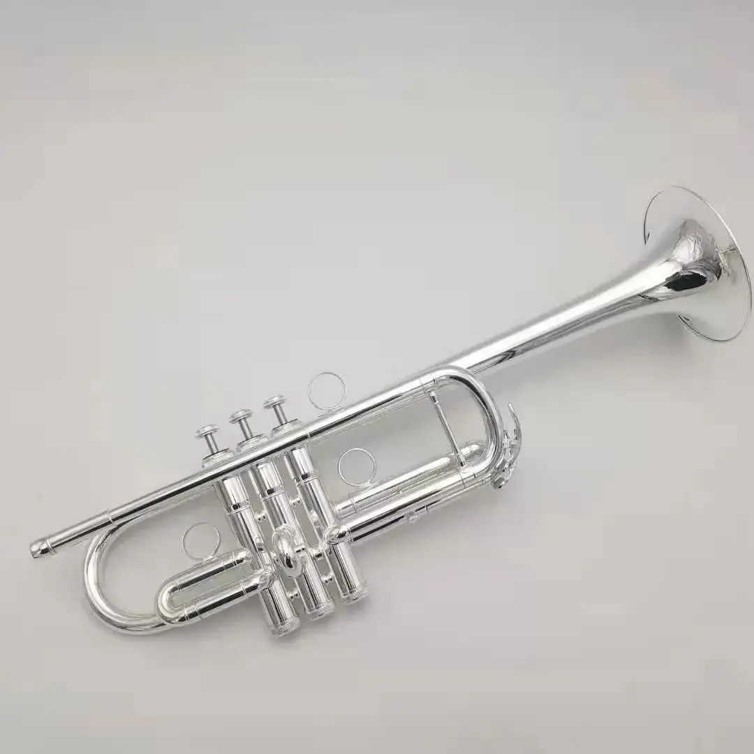 LT197S-99 Professional C Trumpet Silver Plated Music Instruments Profesional Trumpets C Tone Mouthpiece Accessories With Case