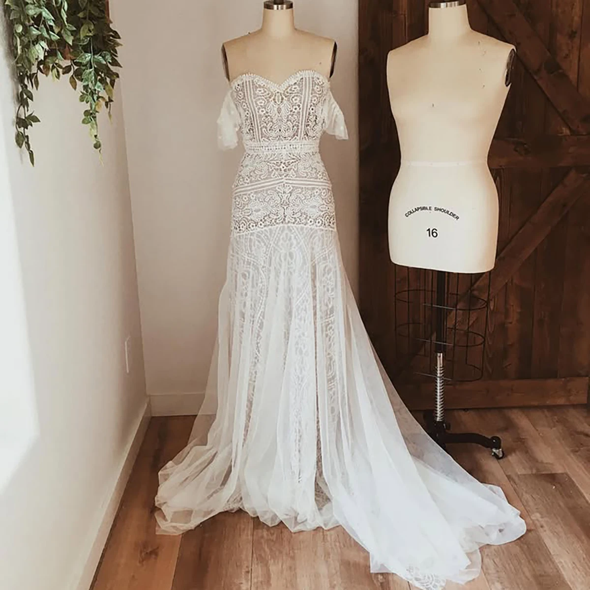 Cutout Back Lace Bohemian Sweetheart Wedding Dress Off Shoulder Sleeves  Mermaid Elegant Long Bridal Gowns Customized Plus Size - AliExpress 320