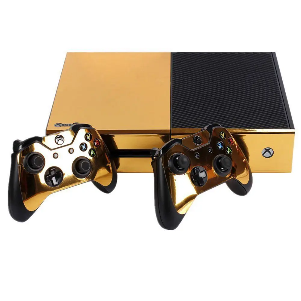 Autocollant de peau brillante dorée pour manette de console Xbox One, vinyle Kinprotected