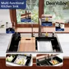 32 Inch , Stainless Steel Single Bowl Kitchen Sink w/Faucet Combo, Glass Rinser and Accessories, Black, 2