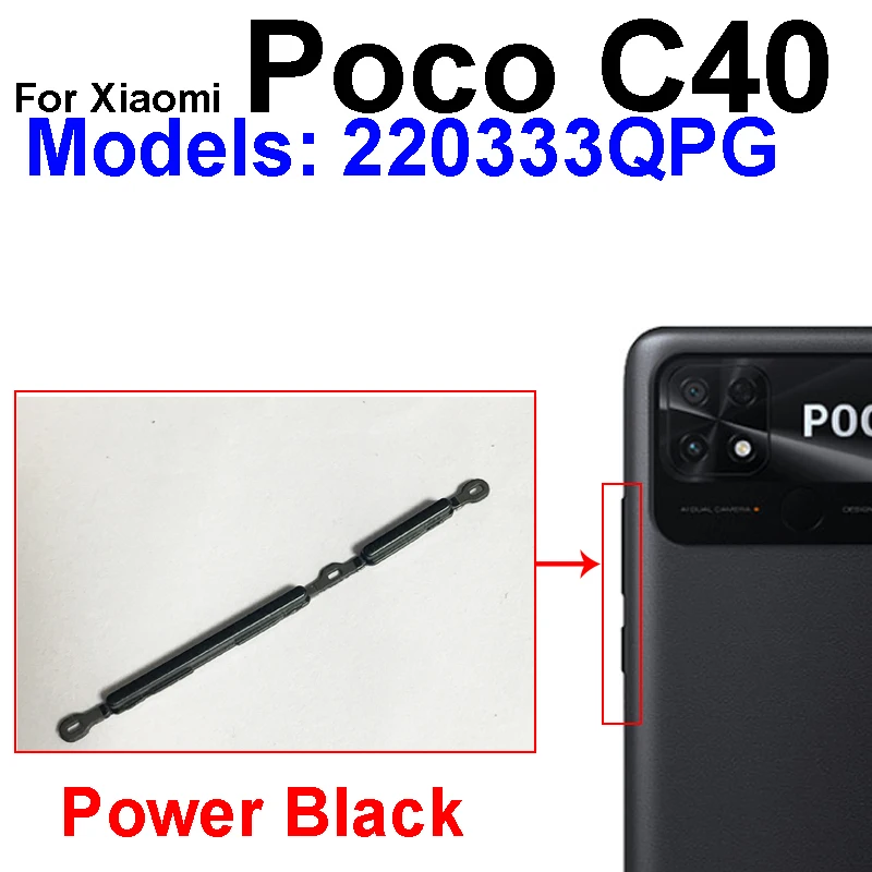 

Power Volume Buttons For Xiaomi POCO C40 On Off Power Volume Audio Switch Small Side Keys Repair Parts