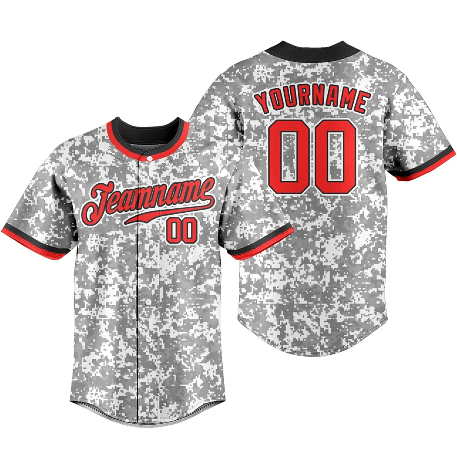 thumbnail image 1 of Camiseta de béisbol personalizada, camisetas de camuflaje, ropa deportiva transpirable, uniforme de entrenamiento para equipo, nombre del equipo personalizado, logotipo y número, 1 of 5