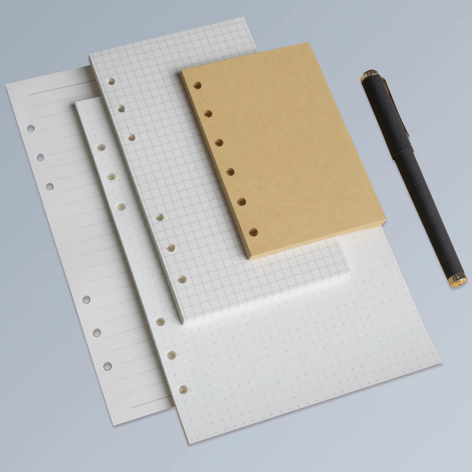 NUOBESTY 3-Pack 6-Ring Binder Refill Paper - Colorful Loose-Leaf Notebook Inserts A7 Size