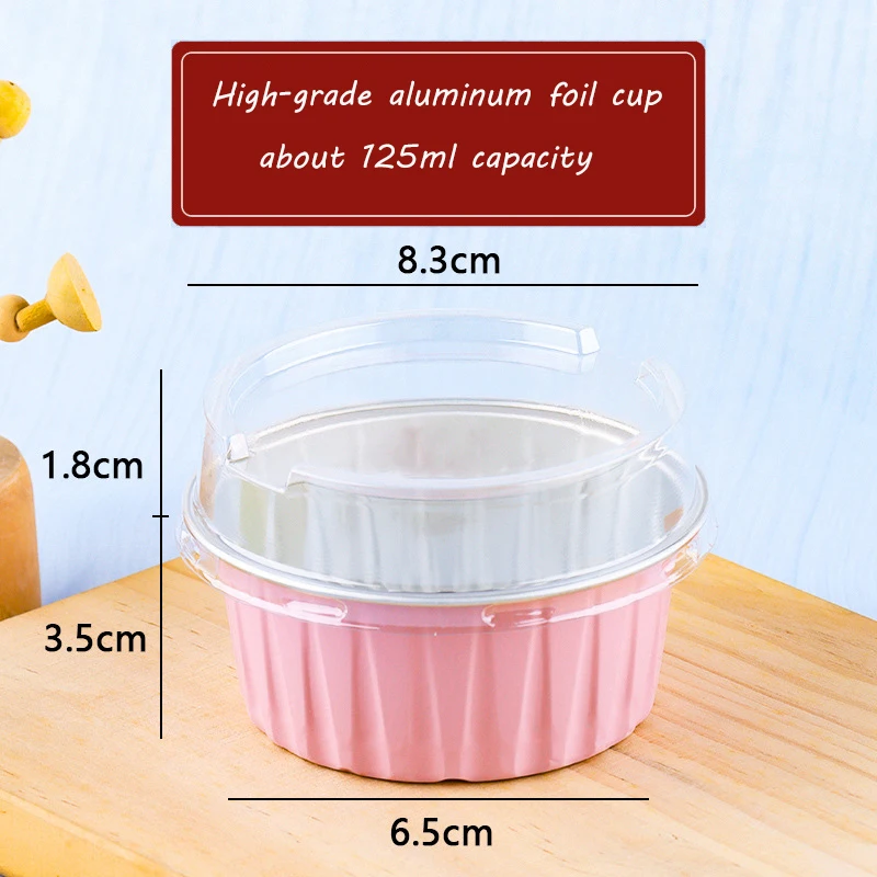 50PCS Large Cupcake Liners Foil 125ml Muffin Liners Cups with Lids  Disposable Ramekins Aluminum Cupcake Gold Baking Cups Holder - AliExpress