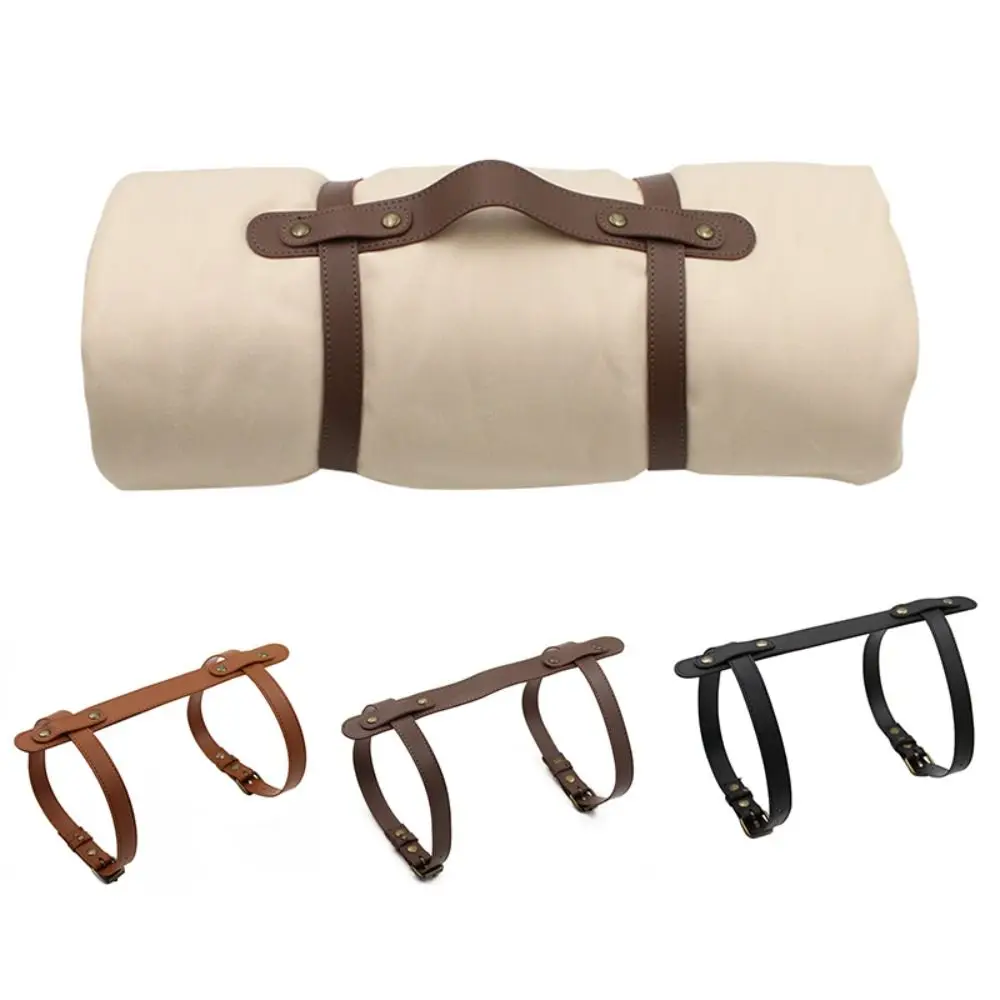 Adjustable Blanket Carrying Strap Durable PU Leather Belt With Handle Yoga Mat Strap Rug Picnic Blanket Holder 4
