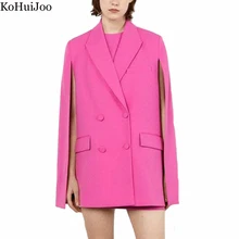 

KoHuiJoo Women Blazer With Sleeveless Fashion Loose Pocket Solid Casual Ladies Blazers White Suit Coat Spring 2022 Women's Coat