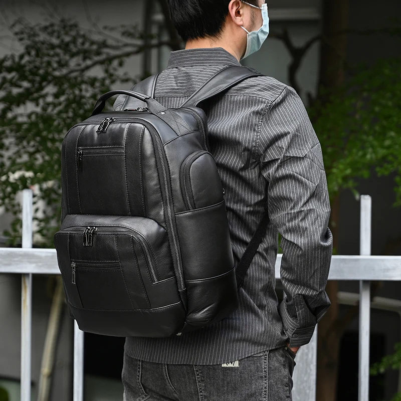 Leather Backpack Made Of Genuine Leather - Backpack In Black