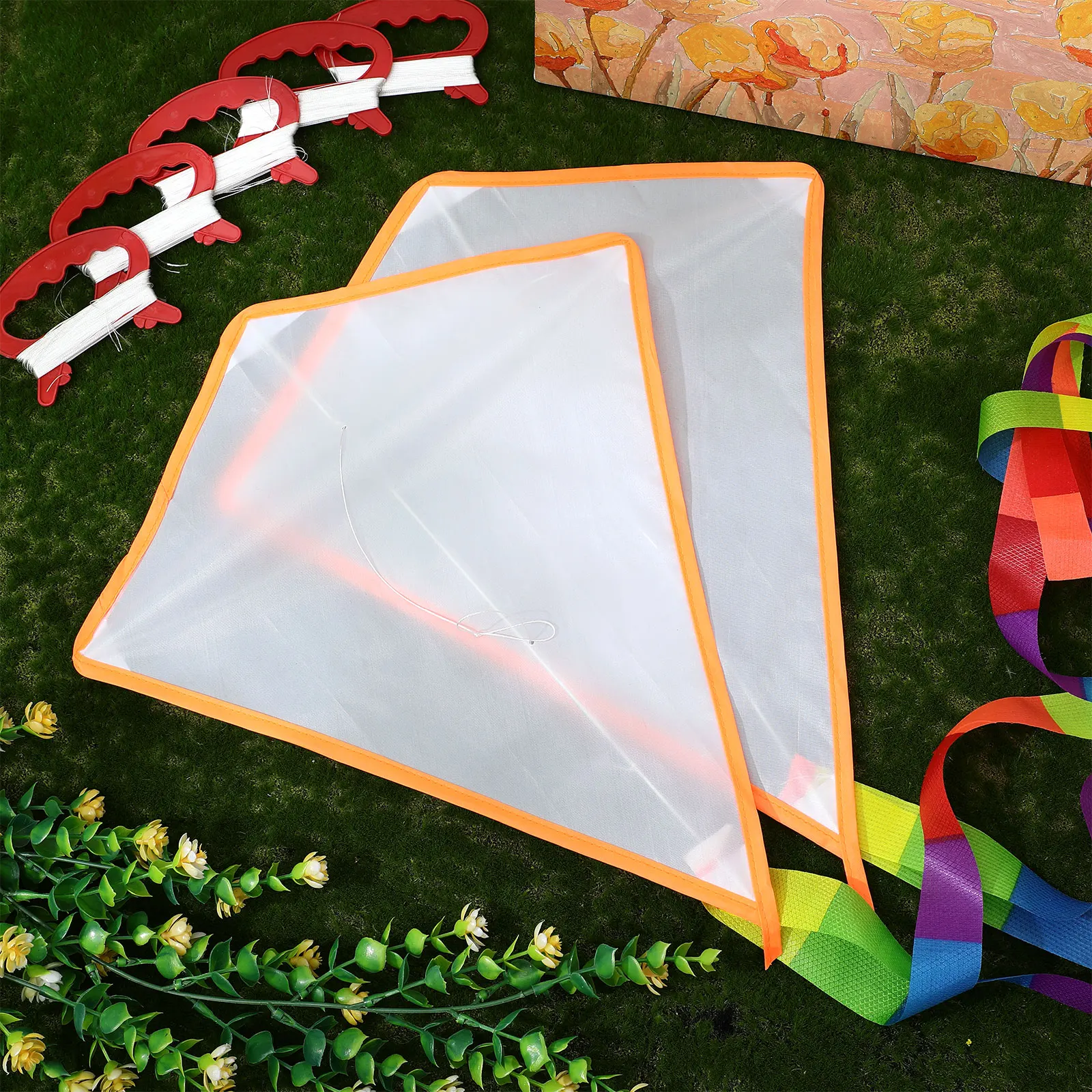 5 Set di Kit Aquiloni Fai-da-Te, Aquiloni Vuoti per Bambini, Progetto Artistico di Pittura e Disegno, Divertimento Interattivo all'Aperto per Famiglie