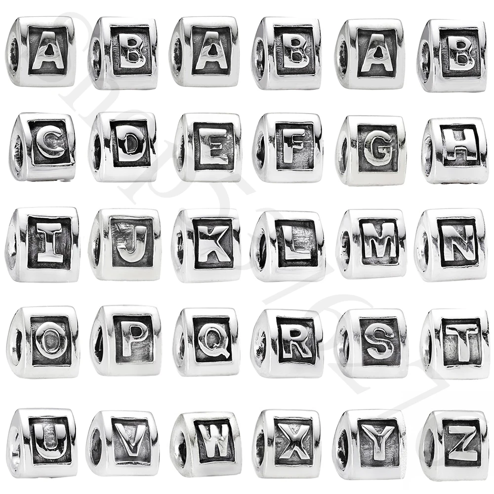 

Real 925 Sterling Silver Bead Alphabet 26 Letters A-Z Initial Charm Fit Pandora Women Bracelet Bangle Gift DIY Jewelry