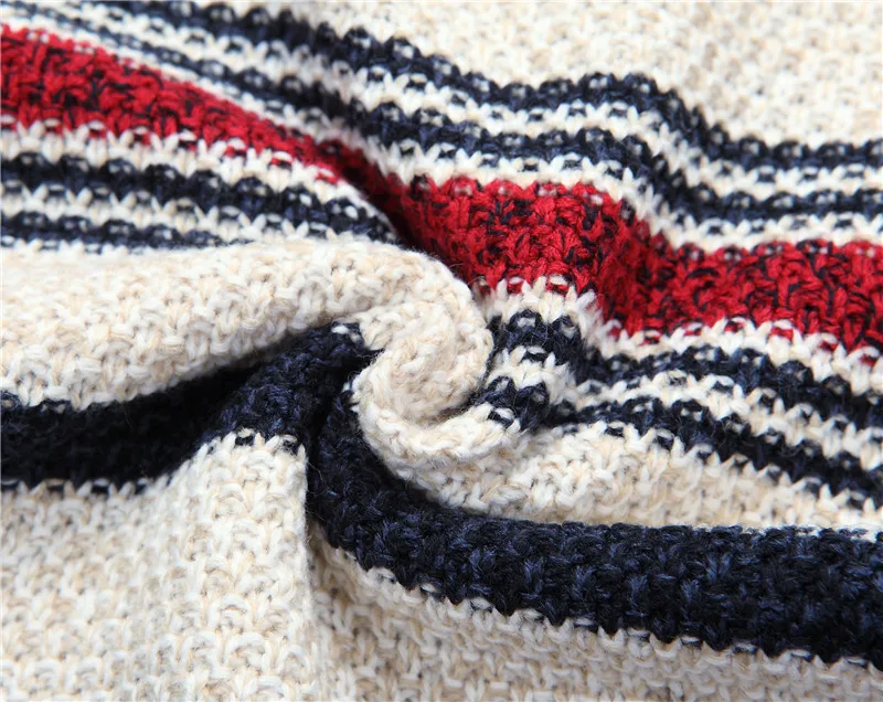 Striped Pullovers Sweater Men Tops Pull Vintage Big Size M-6XL 7XL Autumn Sweater Male Striped  Knit Jumper Clothing Casual