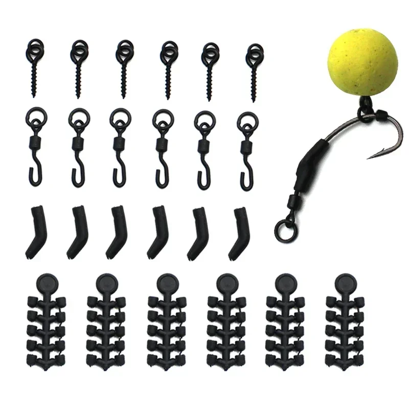 

6Set=24pcs Carp Fishing Spinner Rig Kit Hook Bead Quick Change Swivel Bait Screw For Carp Hair Rig Fishing Accessoreis Tackle