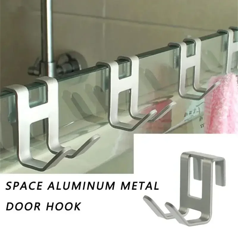 Towels Rack Kitchen Cabinet Storage Hooks Towel Hanger Traceless Double Towels Holder Bathroom Organizer Bathroom Accessories