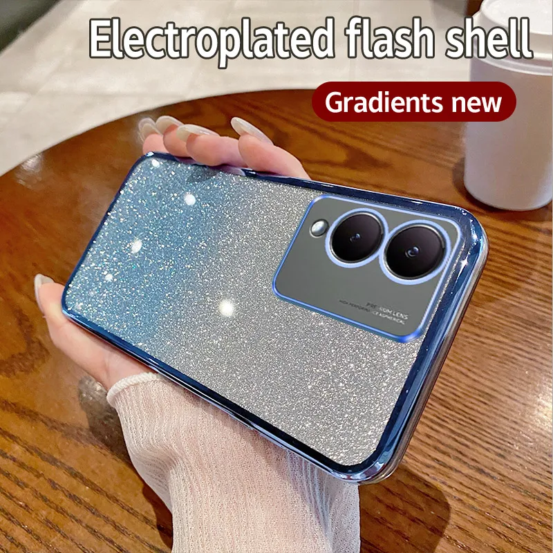 Shiny Glitter Plating Silicone Camera Lens Protective Back Cover