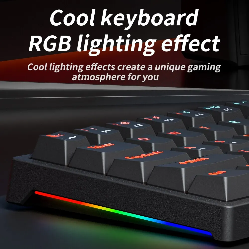 Mechanical Keyboard USB Gaming Red Switch 61 Keys Wired Detachable Cable RGB Backlit Hot Swappable mechanical keyboard