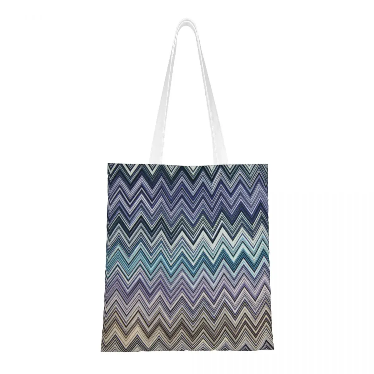 Zig Zag Bohemian Generi Alimentari Tote Shopping Bags Donna Kawaii Zigzag Boho Pastel Canvas Shoulder Shopper Bags Borse Di Grande Capacità