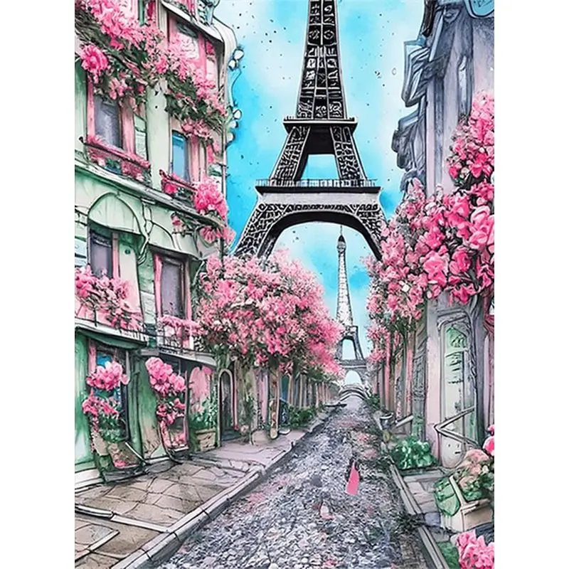 

GATYZTORY Tower Landscape DIY Painting By Numbers HandPainted Oil Painting Canvas Colouring Home Decor Gift Flower