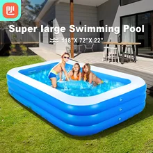 

Inflatable Swimming Pool for Kids 118" X 72" X 22" Family Full-Sized Inflatable Kiddie Lounge Pool Good for Outdoor Backyard