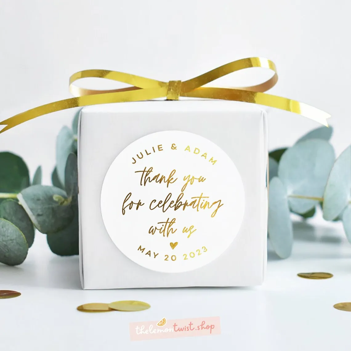

Thank You For Celebrating With Us Stickers, Gold Foil Silver Labels,Custom,100