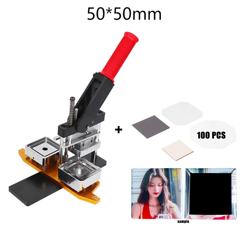 50x50mm/1.97x1.97 Inch Square-Shaped Maker Machine for DIY Refrigerator Magnet with 100 Sets Fridge Magnet Button Maker Supplies