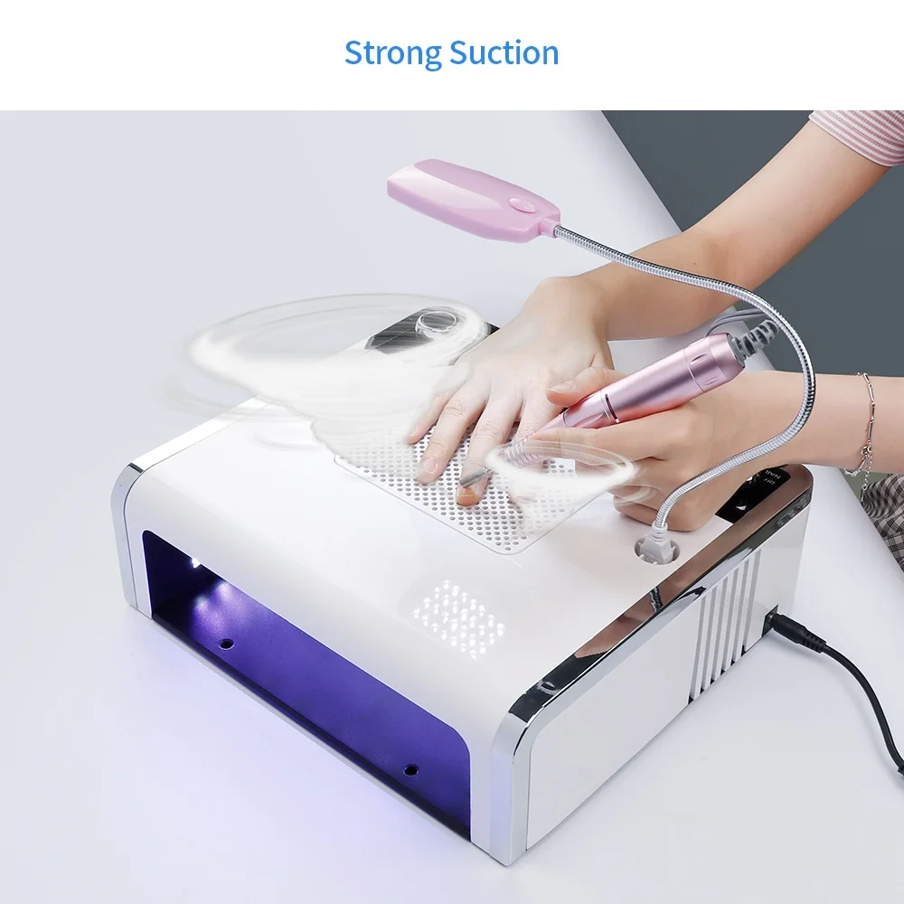 Nail Drill Set 3 IN 1 Nail Machine Set 108W LED Lamp Nails Dryer Powerful Vacuum Cleaner Electric Nail Drill Manicure Machine
