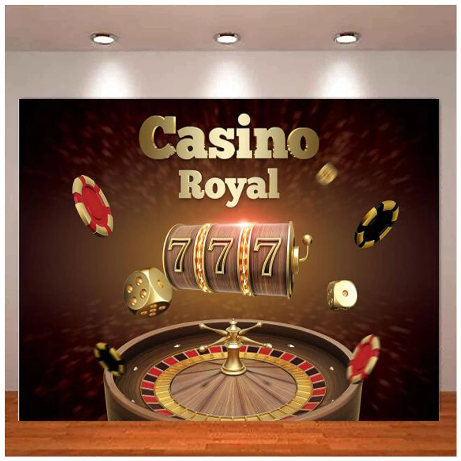 Royal Casino Photography Fondale Lucky 777 Roulette Background Theme Party Photo Studio Puntelli Banner Poster