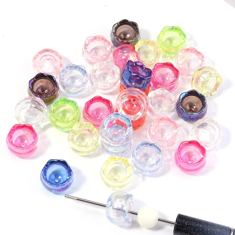 Elegant Lily of the Valley Transparent Acrylic Flower Beads - Set of 10