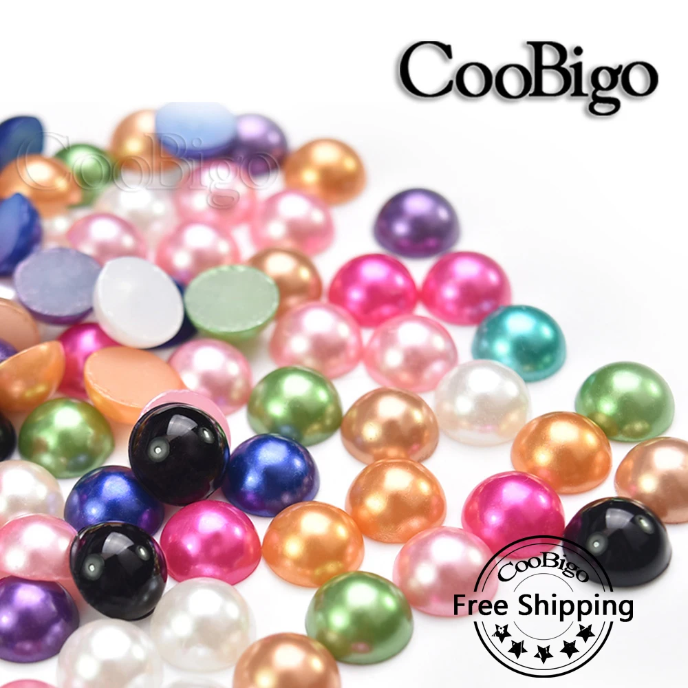 

200pcs Half Round Imitation Pearl Flat Back Bead for Nail Art Decor Jewelry Making Findings DIY Crafts Accessories 10mm