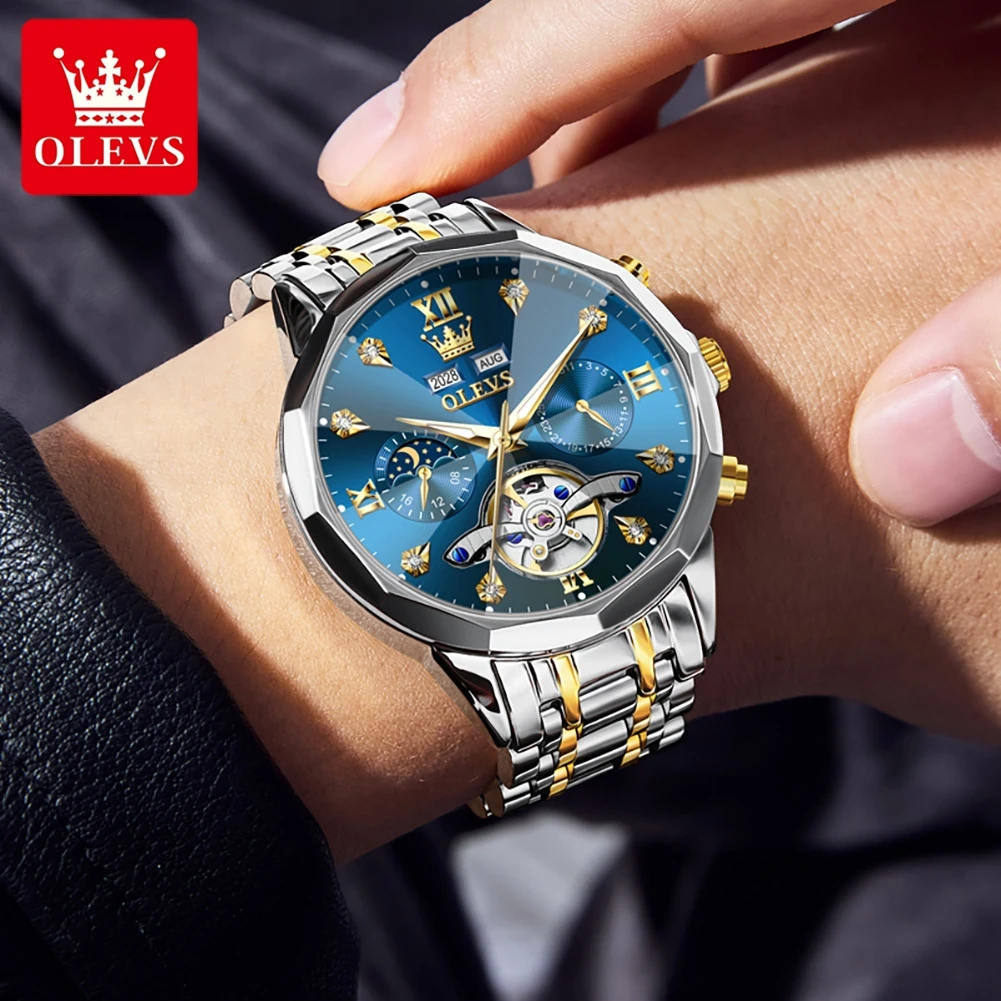 OLEVS 6621 Men Watch Top Brand Moon Phase Watch for Men Dual Calendar Display Original Watches NEW 3