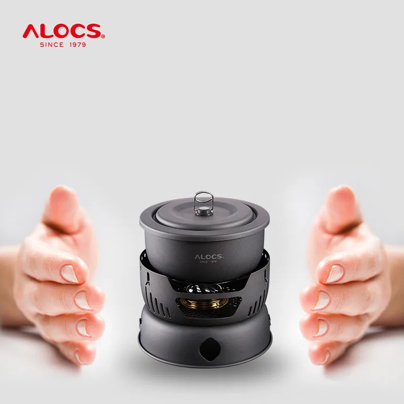 Outdoor Cooking Pot Set ALOCS CW-C05 Camping Portable Easy Storage Picnic Pot Alcohol Stove Blast Proof Stove Cover