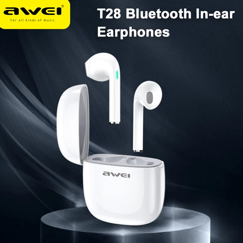 Awei T28 Bluetooth 5.1 Fones de Ouvido Fones de Ouvido sem Fio Fones de Ouvido com Microfone Esportes Headconjunto para Iphone Hauwei Xiaomi