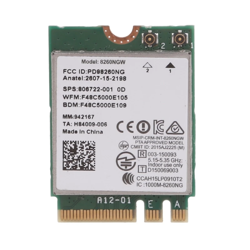 

DualBand 2.4+5GHZ 867M Bluetooth-compatible 4.2 NGFF M.2 WLAN Wifi Wireless Card Module For 8260 8260NGW P9JB