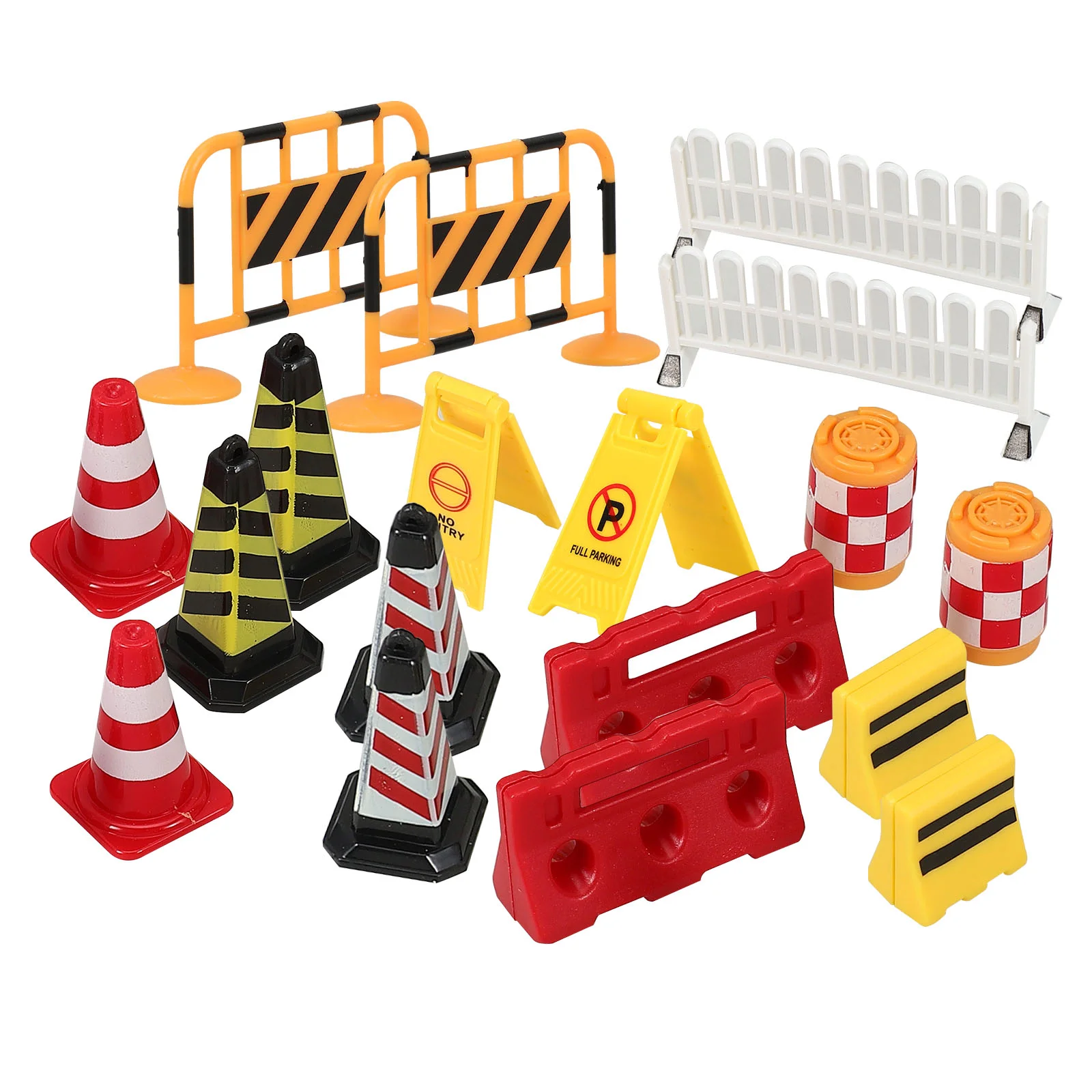 18 Pcs Model Toy Simulated Traffic Barricades Child Kids Abs Road Sign Toys Mini Signs