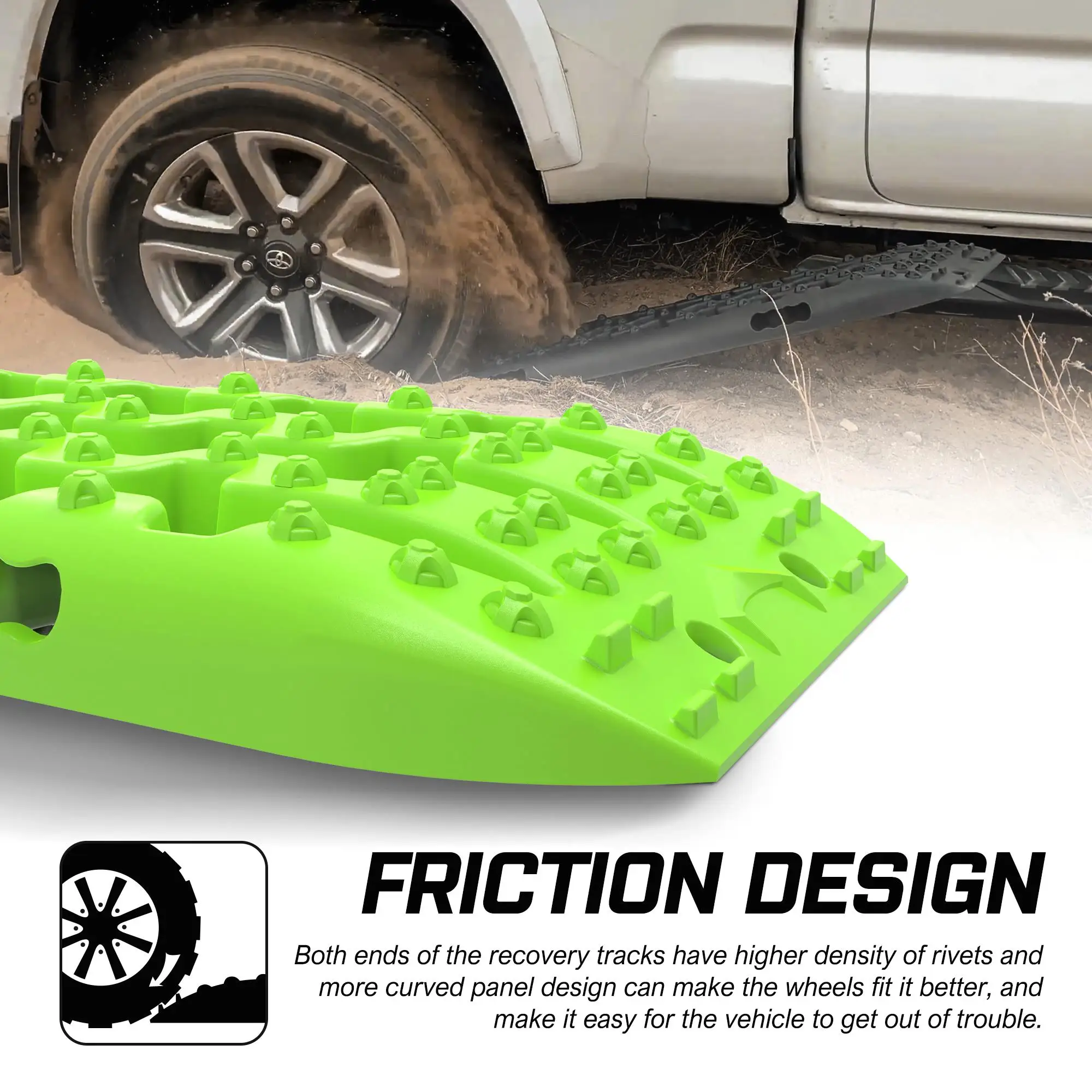 X-BULL Recovery tracks Sand tracks 2pcs Sand / Snow / Mud 10T 4WD Gen 3.0-Green