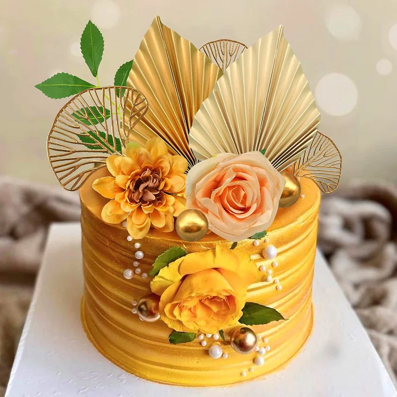 8-teilige Kuchendekoration – Schmetterlinge & Blumen, Weißgold, Für Geburtstagskuchen, Wiederverwendbar