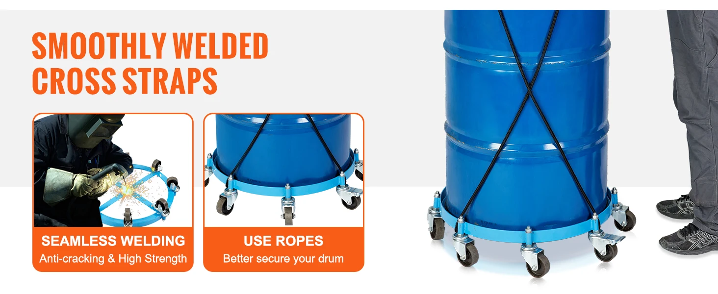 Swivel Drum Dolly For 55 Gallon Drums With Rotating Casters_voghion.com