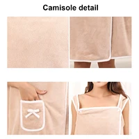 140X80Cm Coral Fleece Women's Bath Towel Softsoft and Thickened Absorbent Bathrobe Muticolors Wearable Bath Towels with Pocket 3