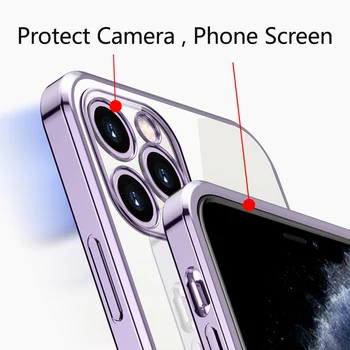 Luxury Clear Case For iPhone 14 13 12 11 15 Pro Max Mini Square Soft Silicone X XR XS Max 8 7 Plus Transparent Back Cover Case - Image 3