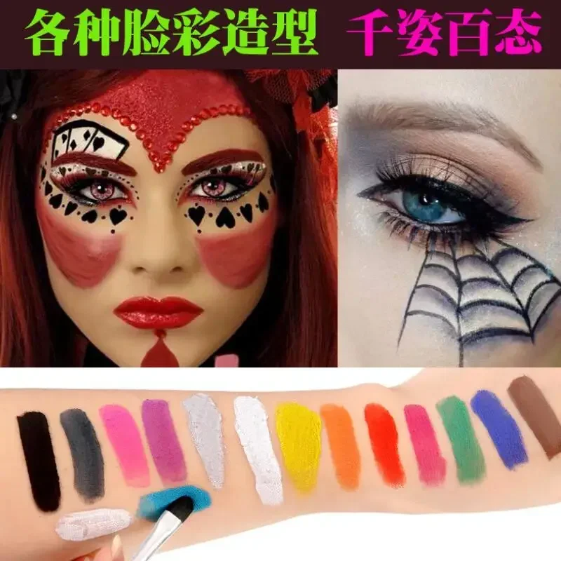 15 Colors Non Toxic Face Painting Body Makeup Safe Water Paint Oil With Brush Christmas Halloween Party Tools 3
