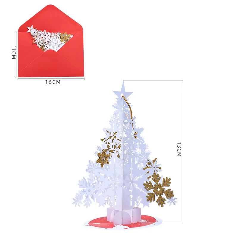 

10pcs Handmade Snowflake Christmas Ornaments 3D Pop UP Greeting Invitation Card Wish Mom Thanks Xmas Wedding Birthday Party Gift