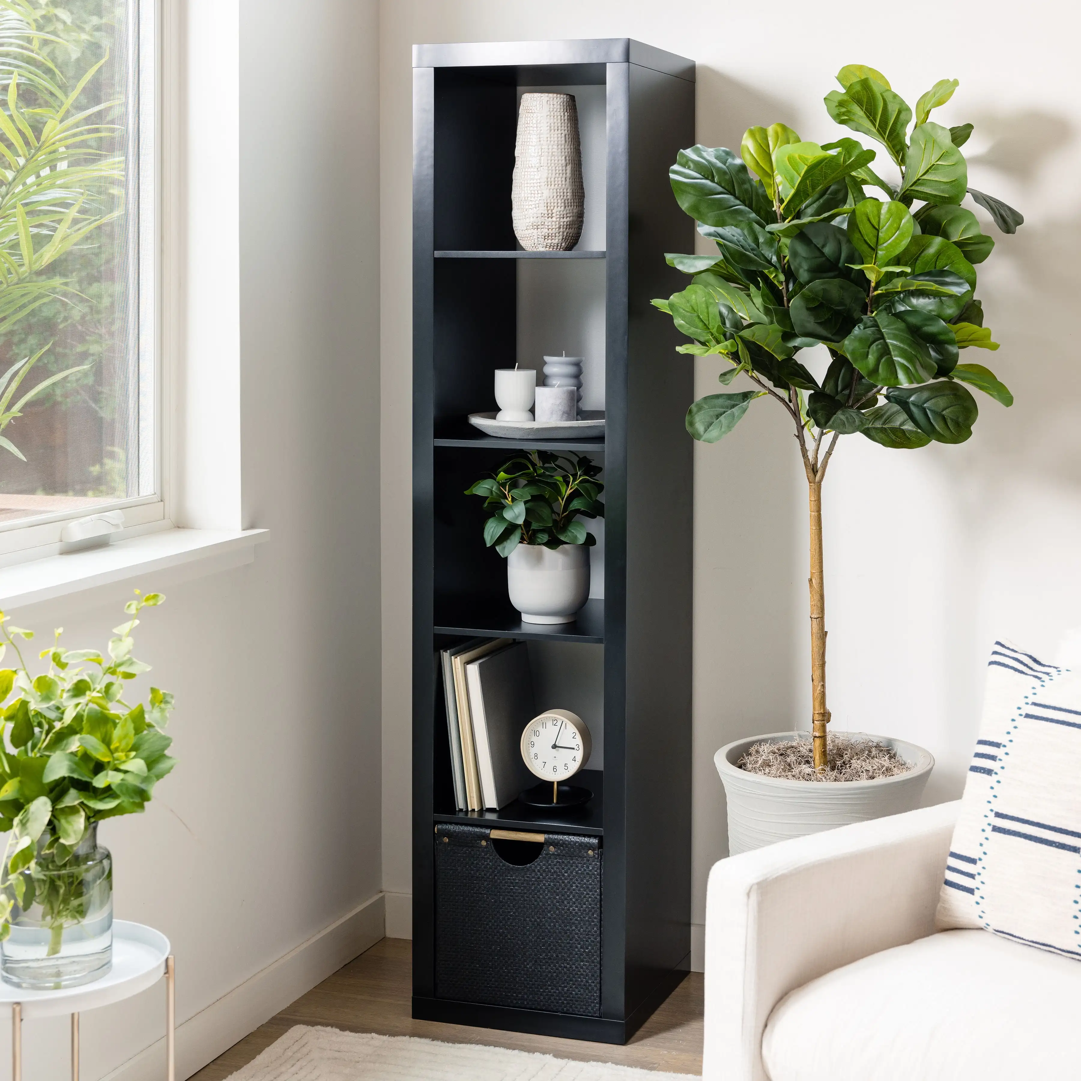 

Better Homes & Gardens 5-Cube Vertical Storage Organizer, Solid Black